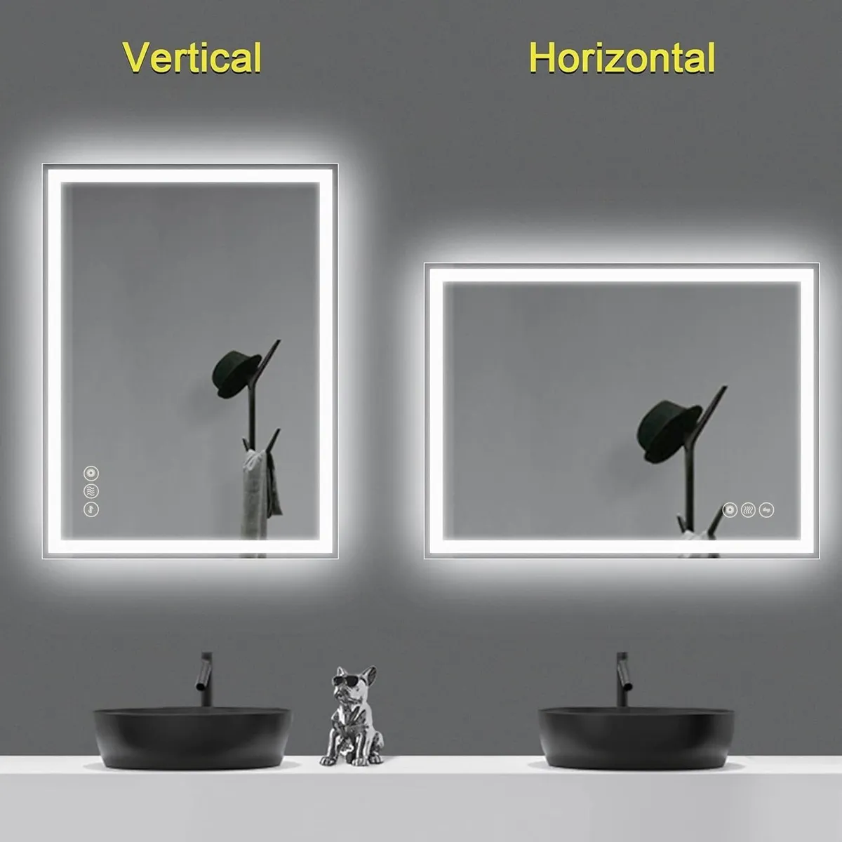 Bathroom Mirror with Lights Wall Mounted Multifunc - Image 3