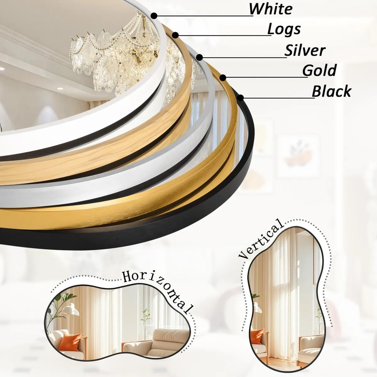 Wall Mirror Large Irregular Bathroom Brushed - Image 4