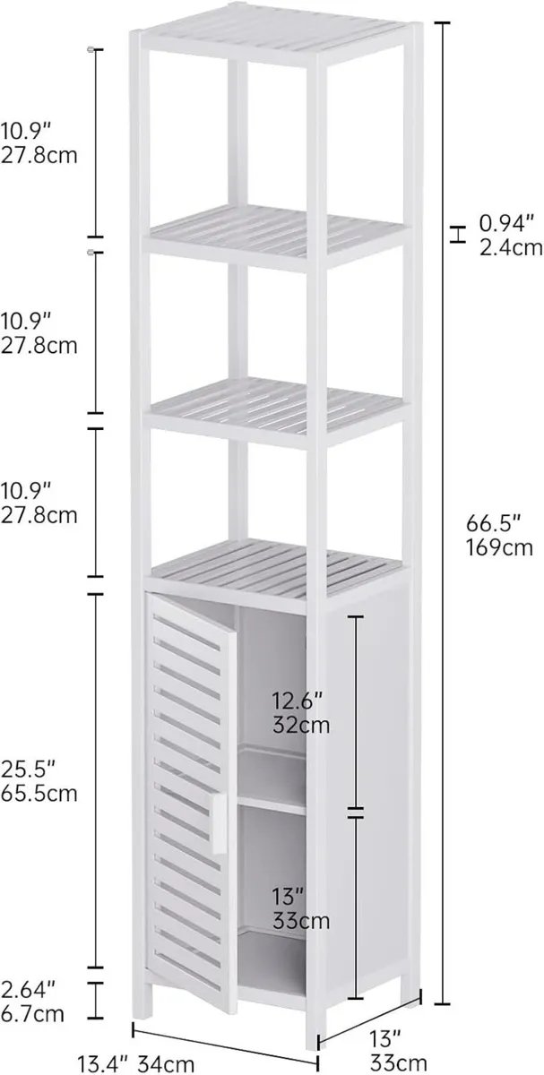 Bathroom Storage Cabinet Bamboo Tall Narrow Linen - Image 3