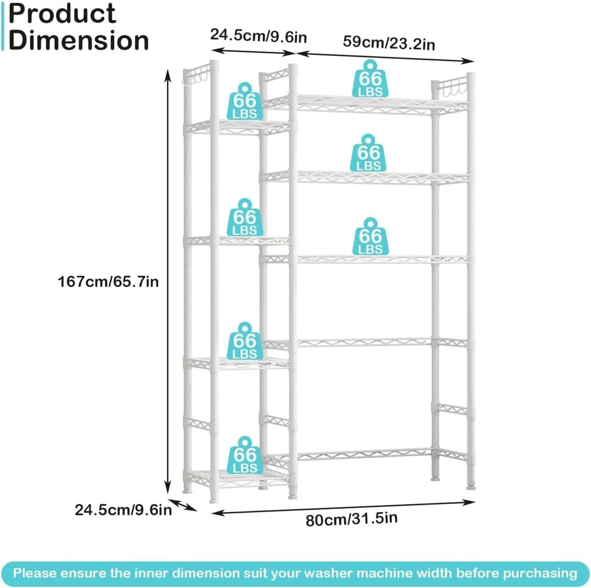 Over the Toilet Storage Rack with Adjustable - Image 2