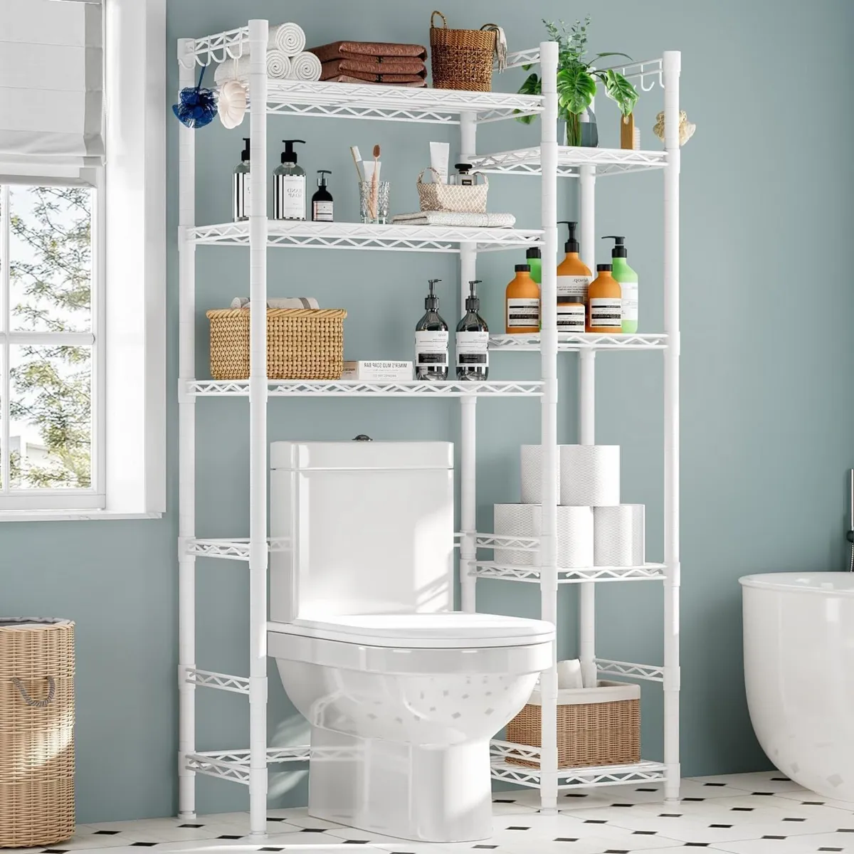 Over the Toilet Storage Rack with Adjustable - Image 1