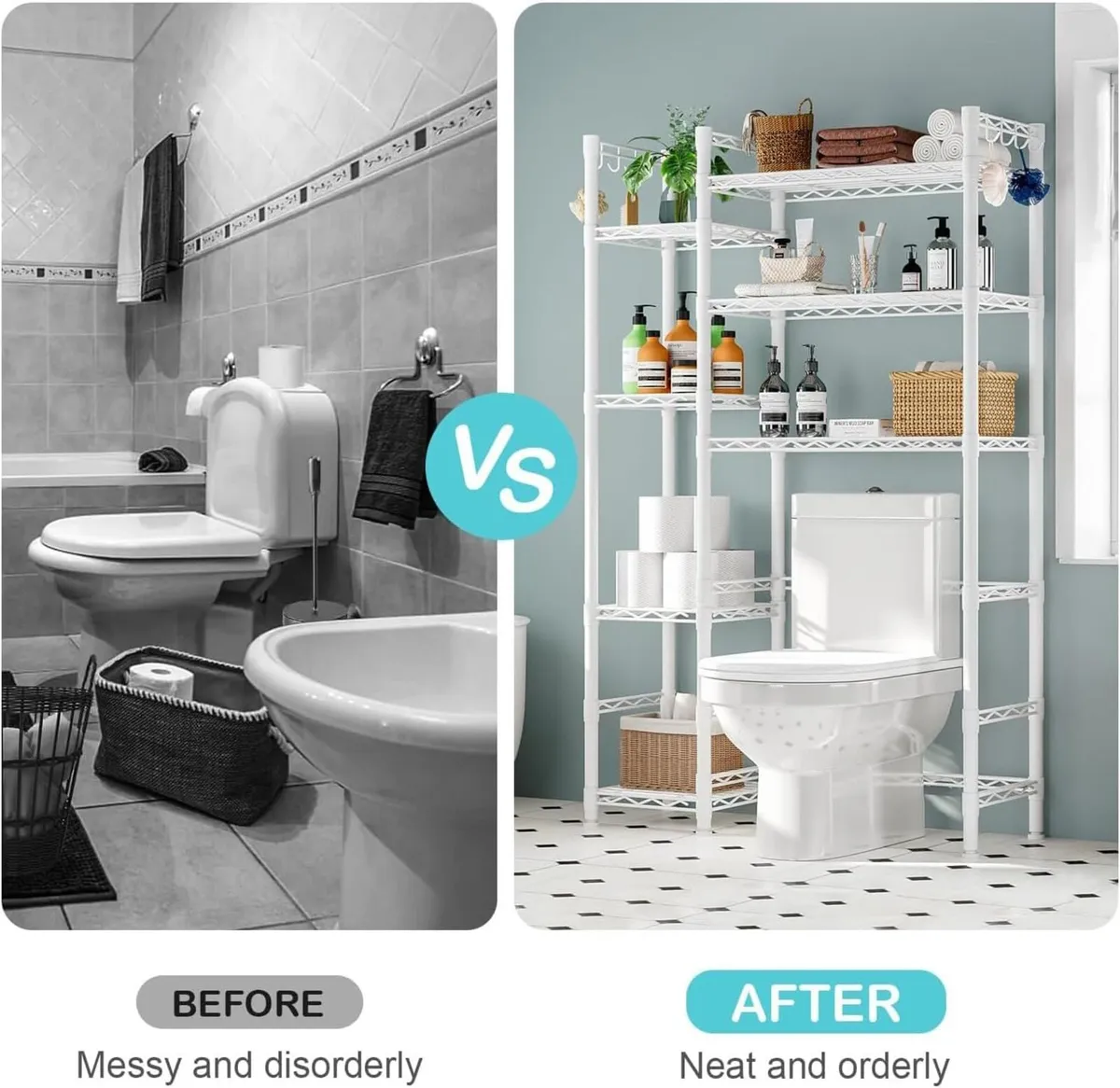 Over the Toilet Storage Rack with Adjustable - Image 4