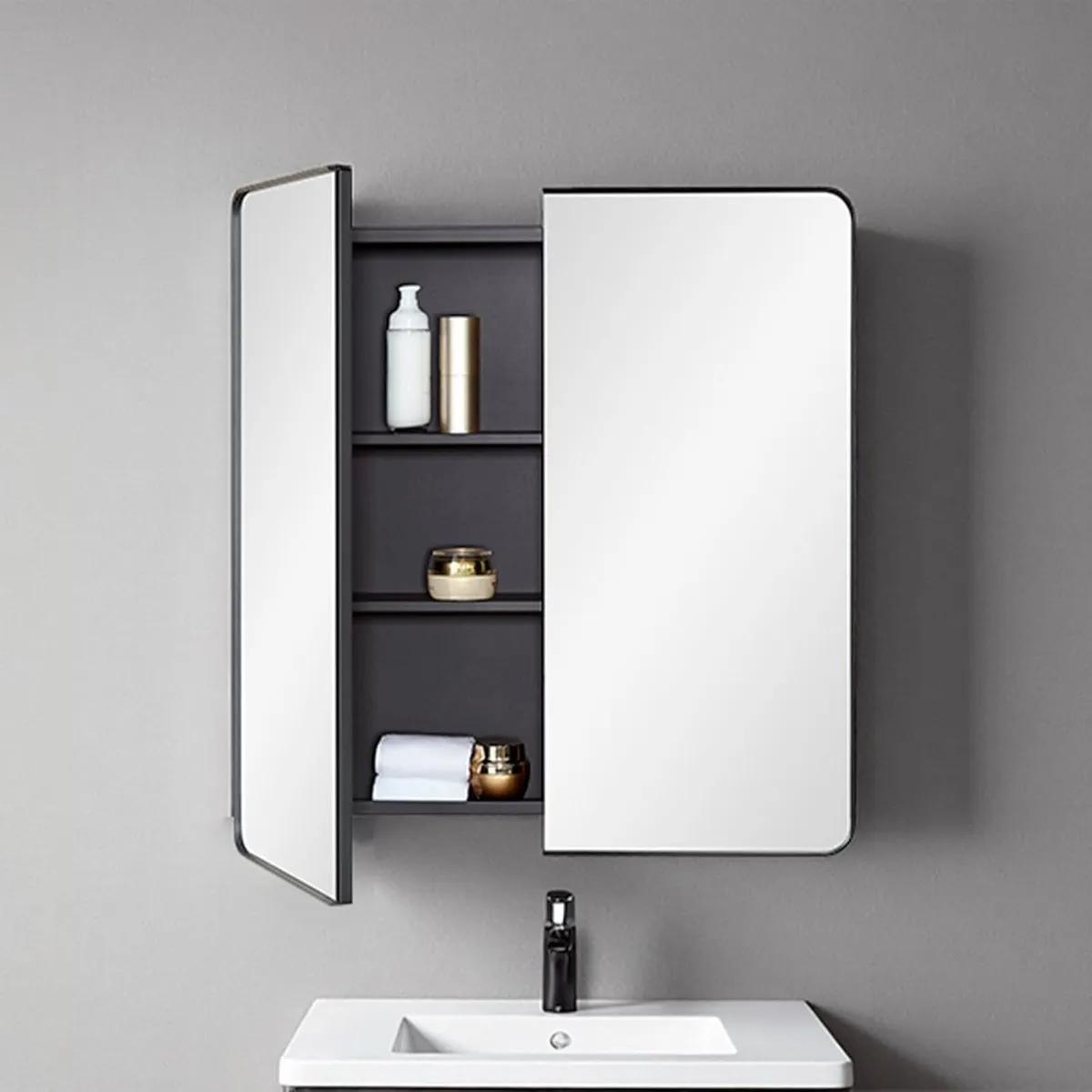 Bathroom Mirror Medicine Cabinet with Storage - - Image 2