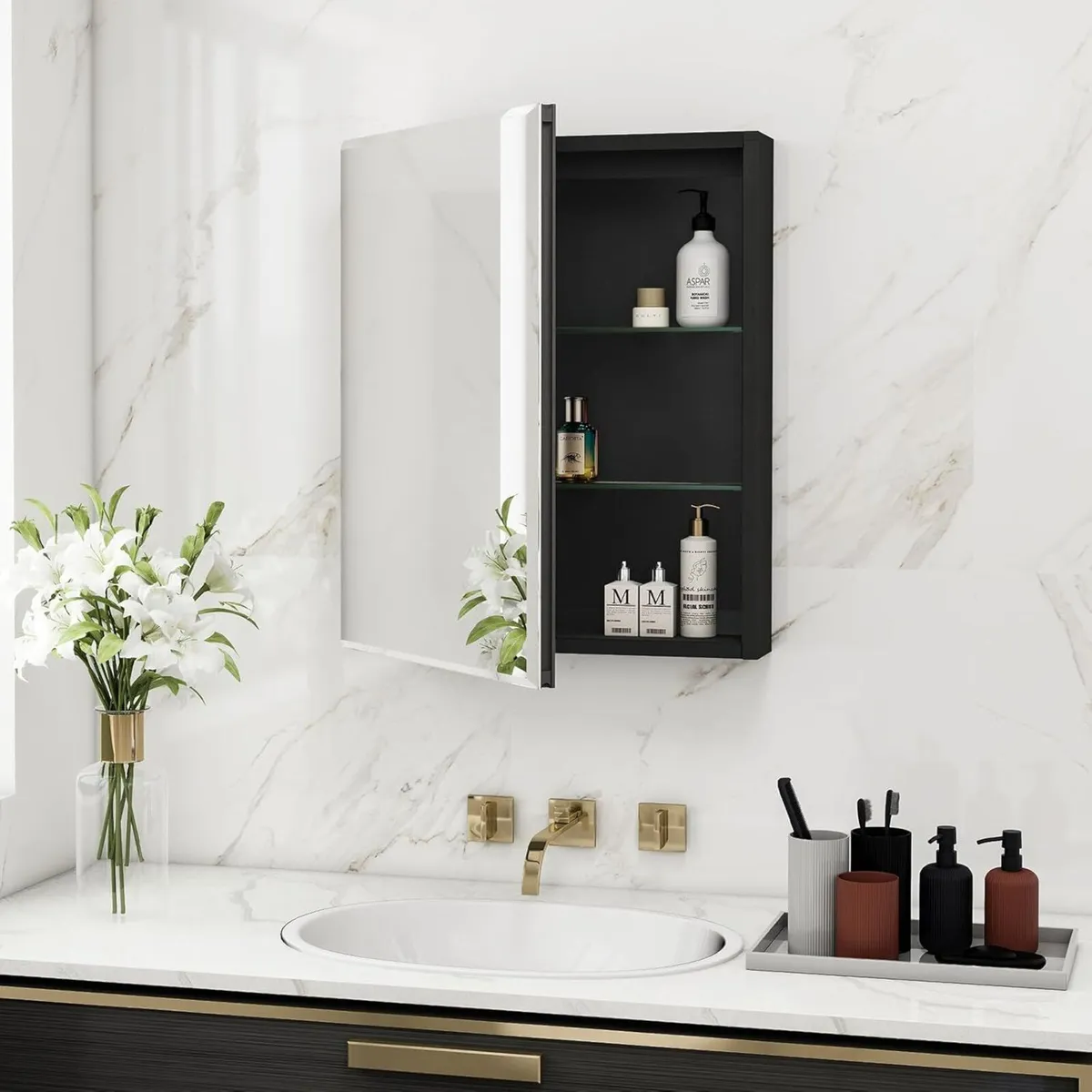 Bathroom Mirror Cabinet 50.8 x 66 CM Recessed or - Image 2