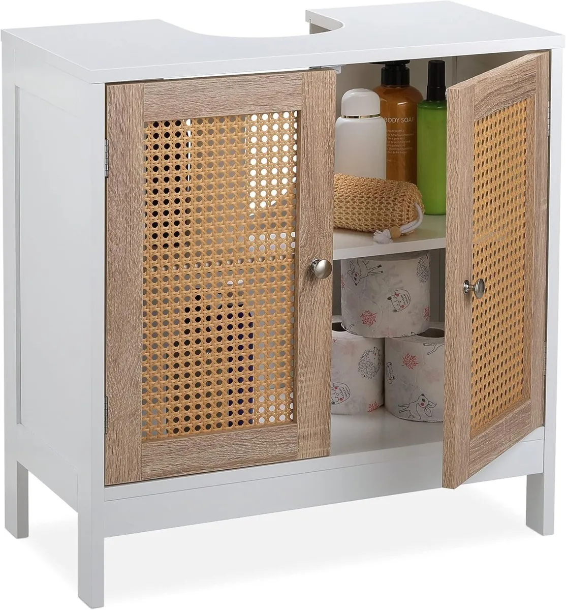Vanity Unit 2 Compartments Siphon Recess Rattan - Image 1