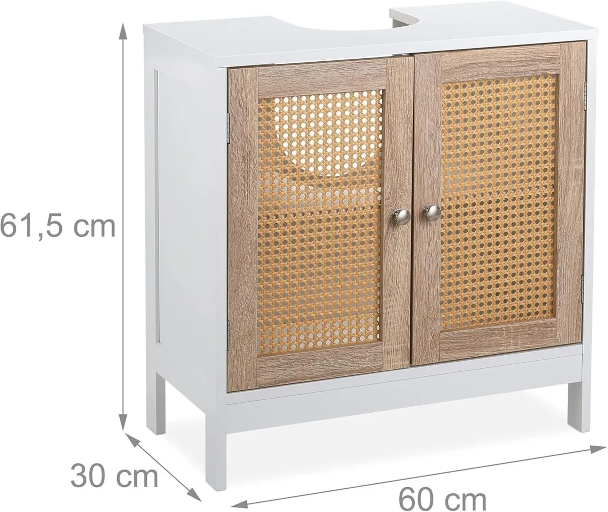 Vanity Unit 2 Compartments Siphon Recess Rattan - Image 3