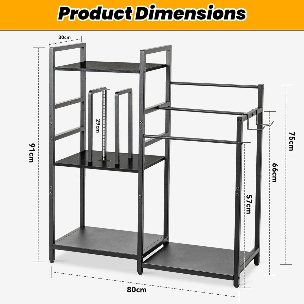 Standing Towel Rack 3-Tier Bathroom Storage Shelf - Image 2