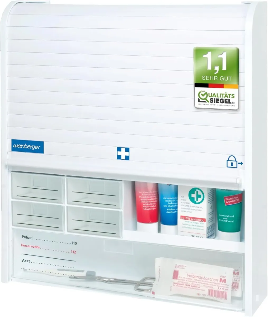 Medicine Cabinet Plastic Bathroom Storage with 14 - Image 1