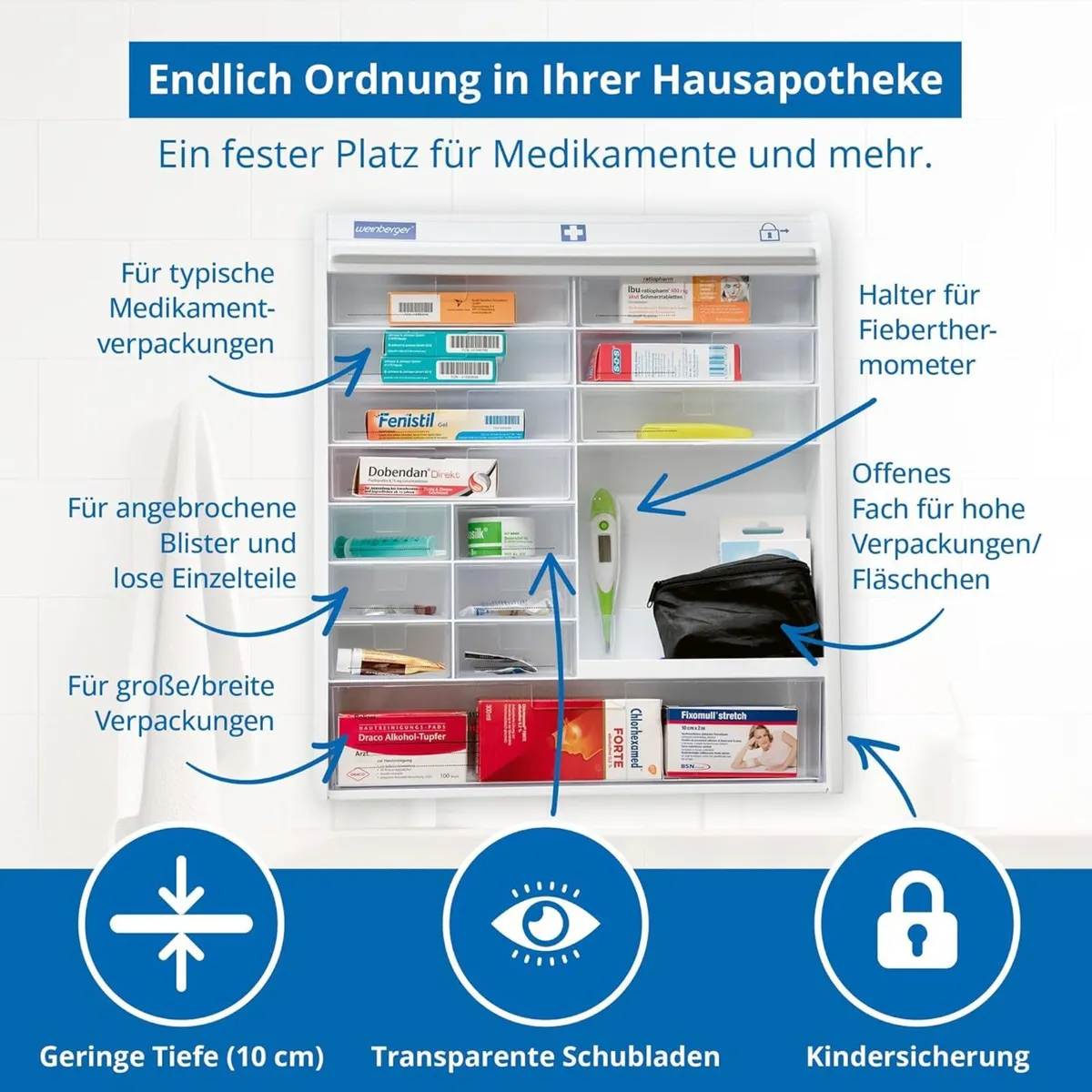 Medicine Cabinet Plastic Bathroom Storage with 14 - Image 3