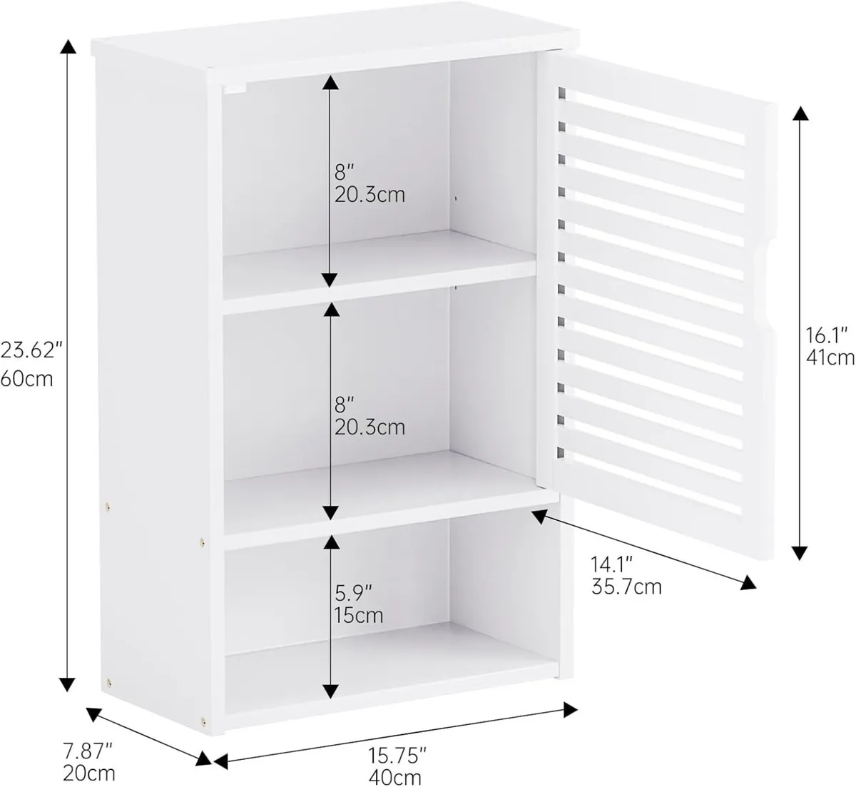 White Bathroom Wall Cabinet Bamboo Medicine - Image 3
