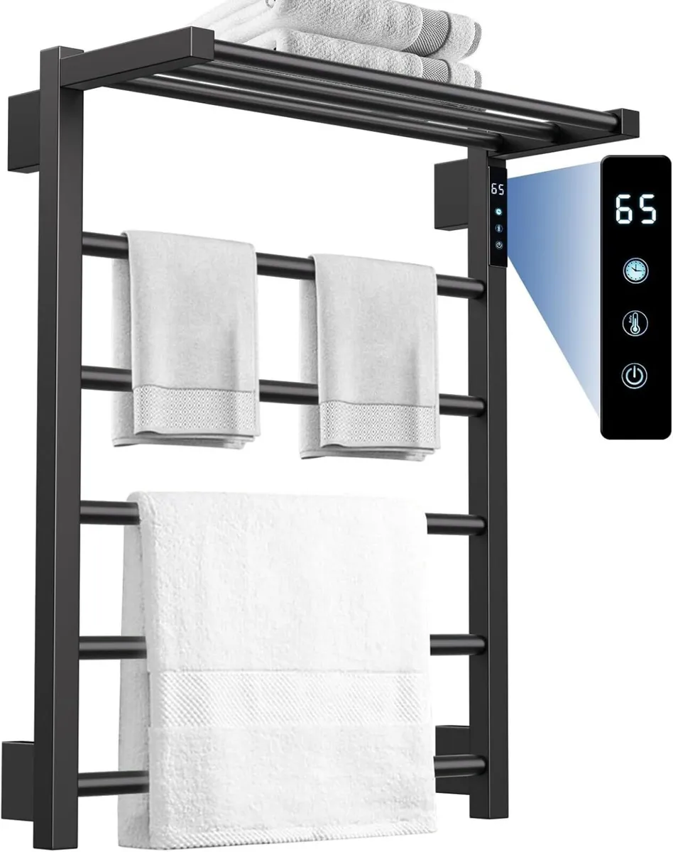 Black Radiator Electric Towel with Thermostat - Image 1