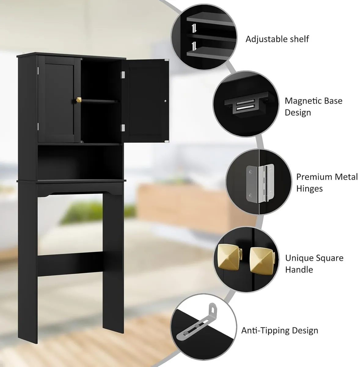 Over The Toilet Storage Cabinet Bathroom Above - Image 4