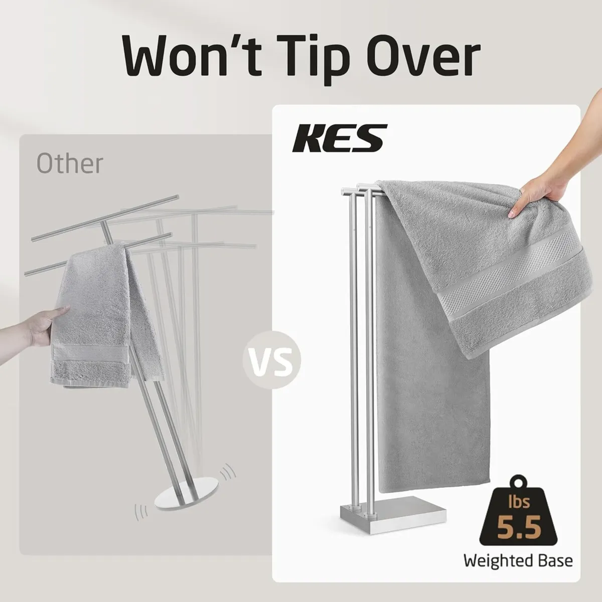 Free Standing Towel Rail for Bathroom with 3X - Image 3