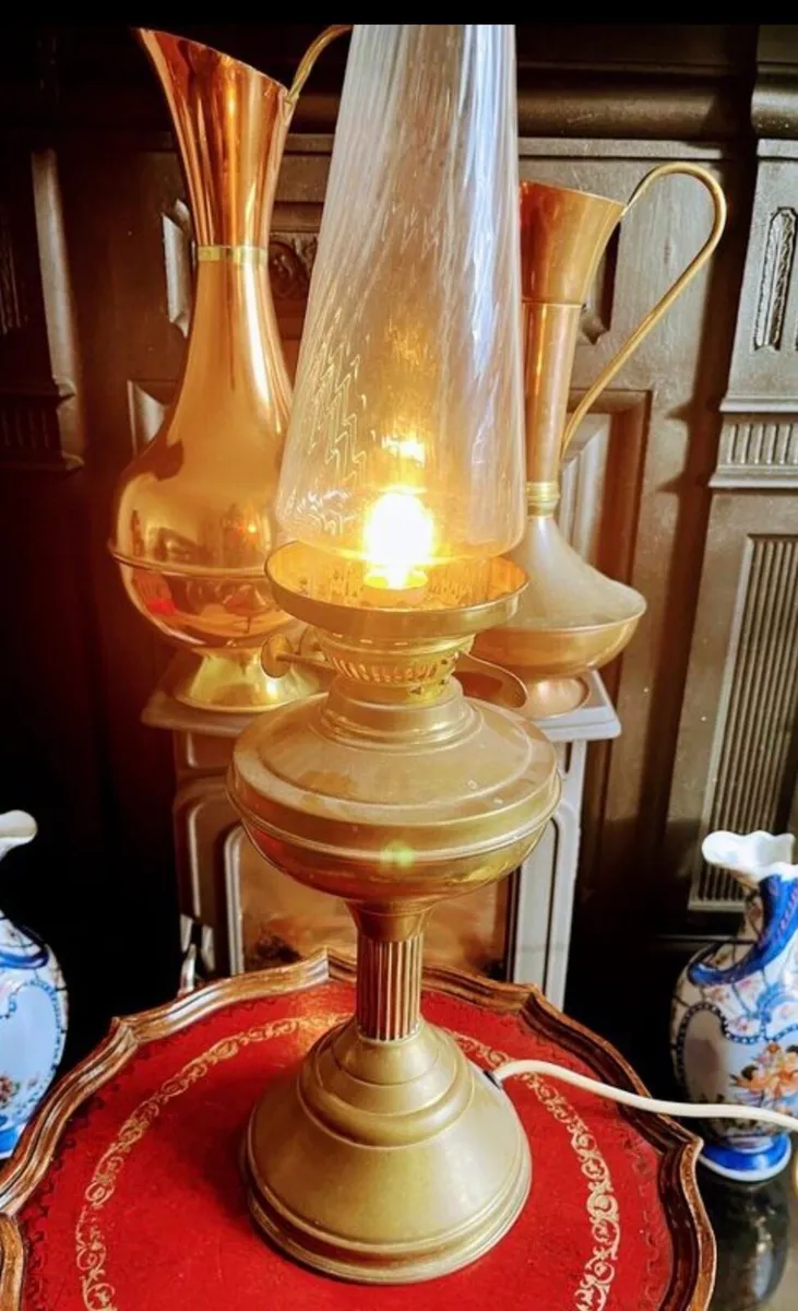 Vintage Brass Oil lamp converter to electric - Image 2