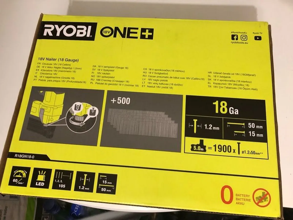 Ryobi Second fix Cordless 18 gauge Nail gun - R18GN18-0 - Image 2