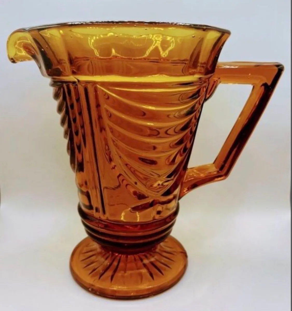 1930s Art Deco Sowerby Glass Amber Jug - Image 1