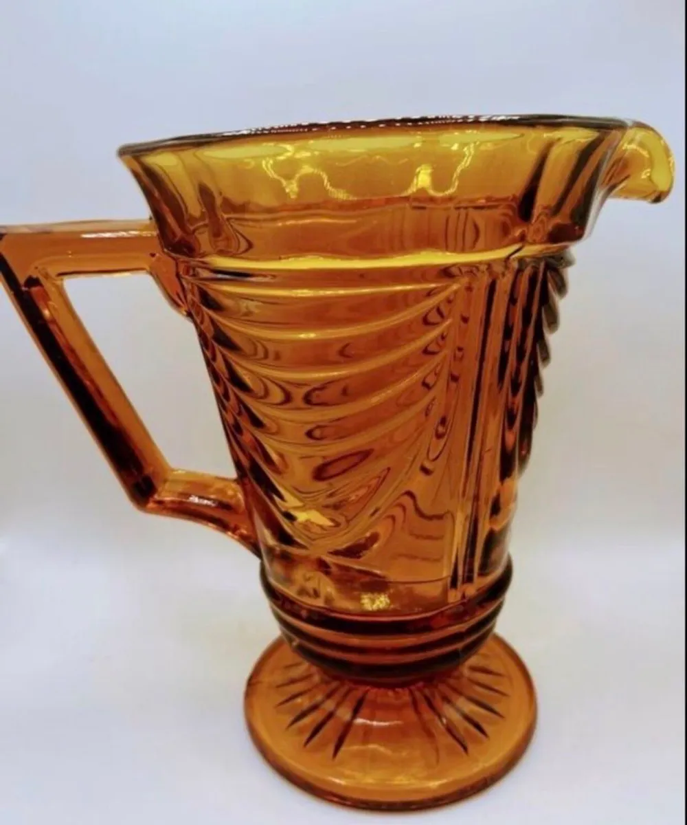 1930s Art Deco Sowerby Glass Amber Jug - Image 2