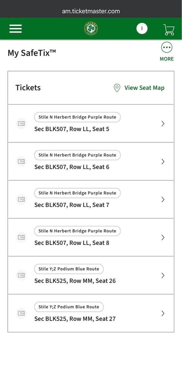Ireland tickets x4 - Image 1