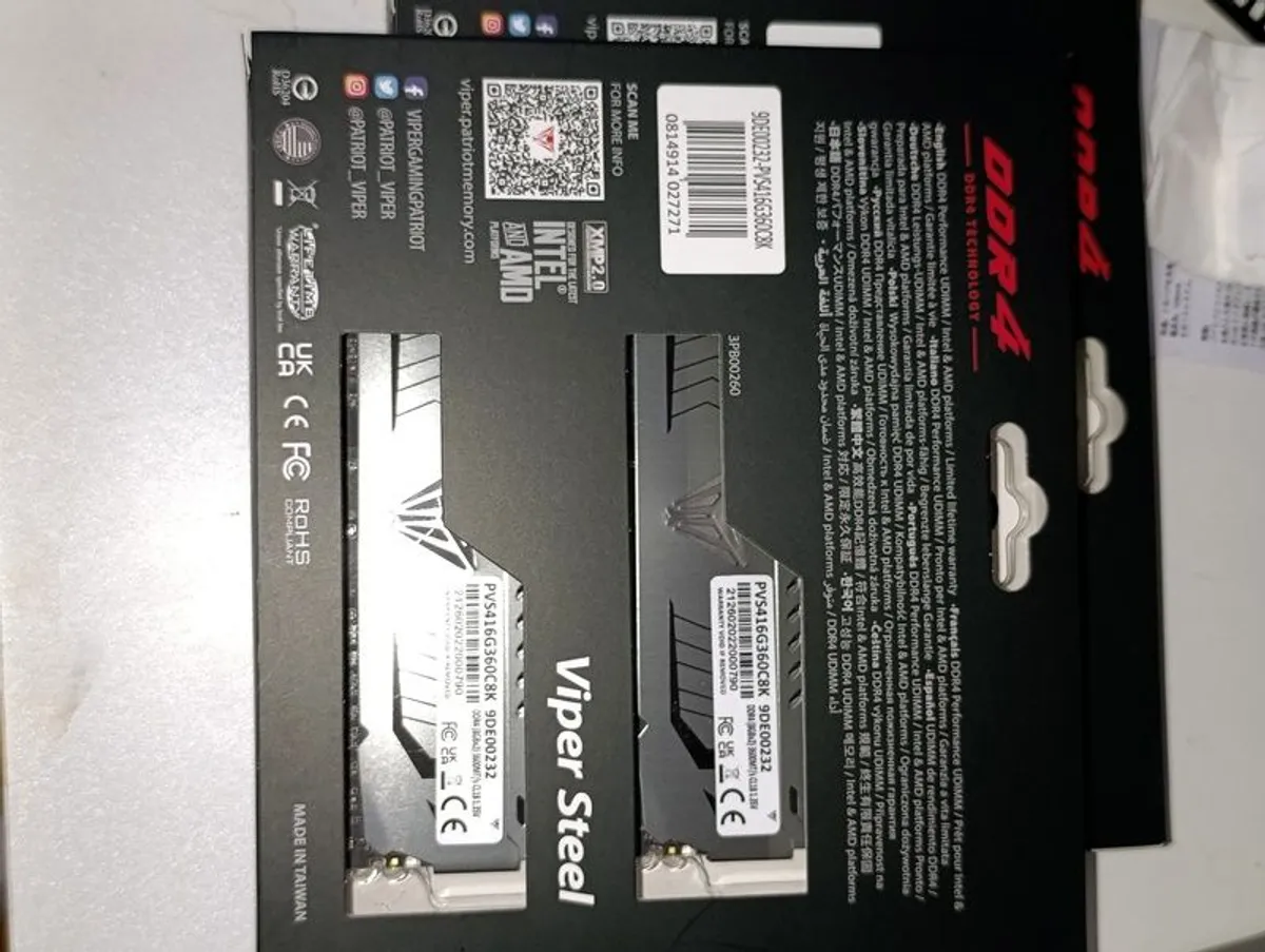 Patriot Viper Steel DDR4 32GB (4 x 8GB) 3600MHz- Brand New Kit - 2x PVS416G360C8K - Image 2