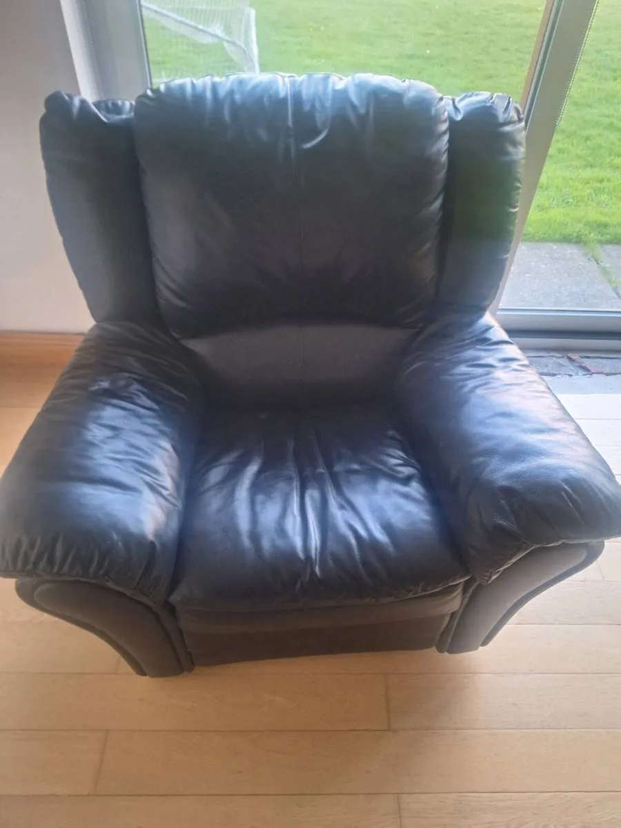 Black leather reclining sofa - Image 1
