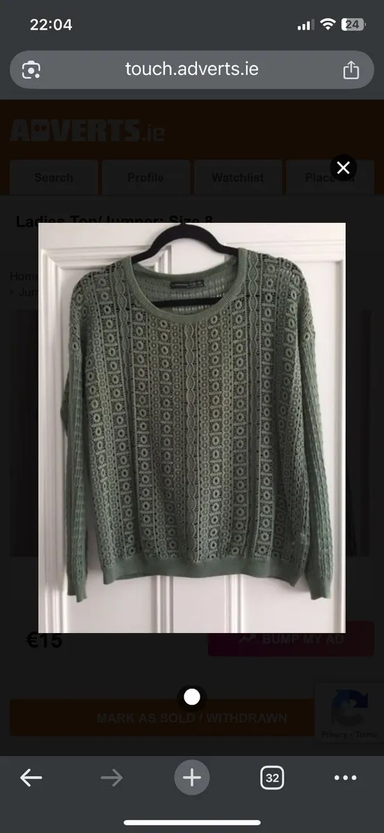 Ladies Top/Jumper: Size 8 - Image 2
