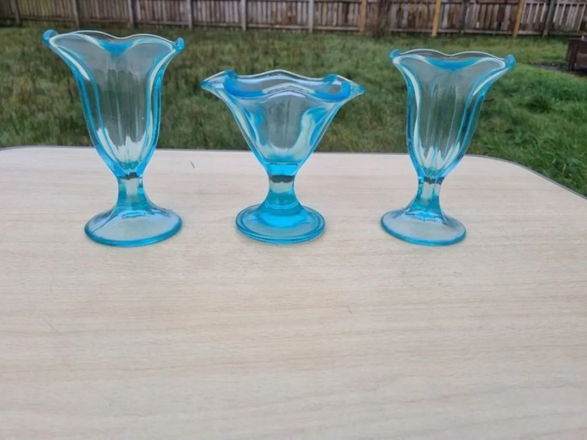 Vintage glass cups for ice cream and desserts - Image 1