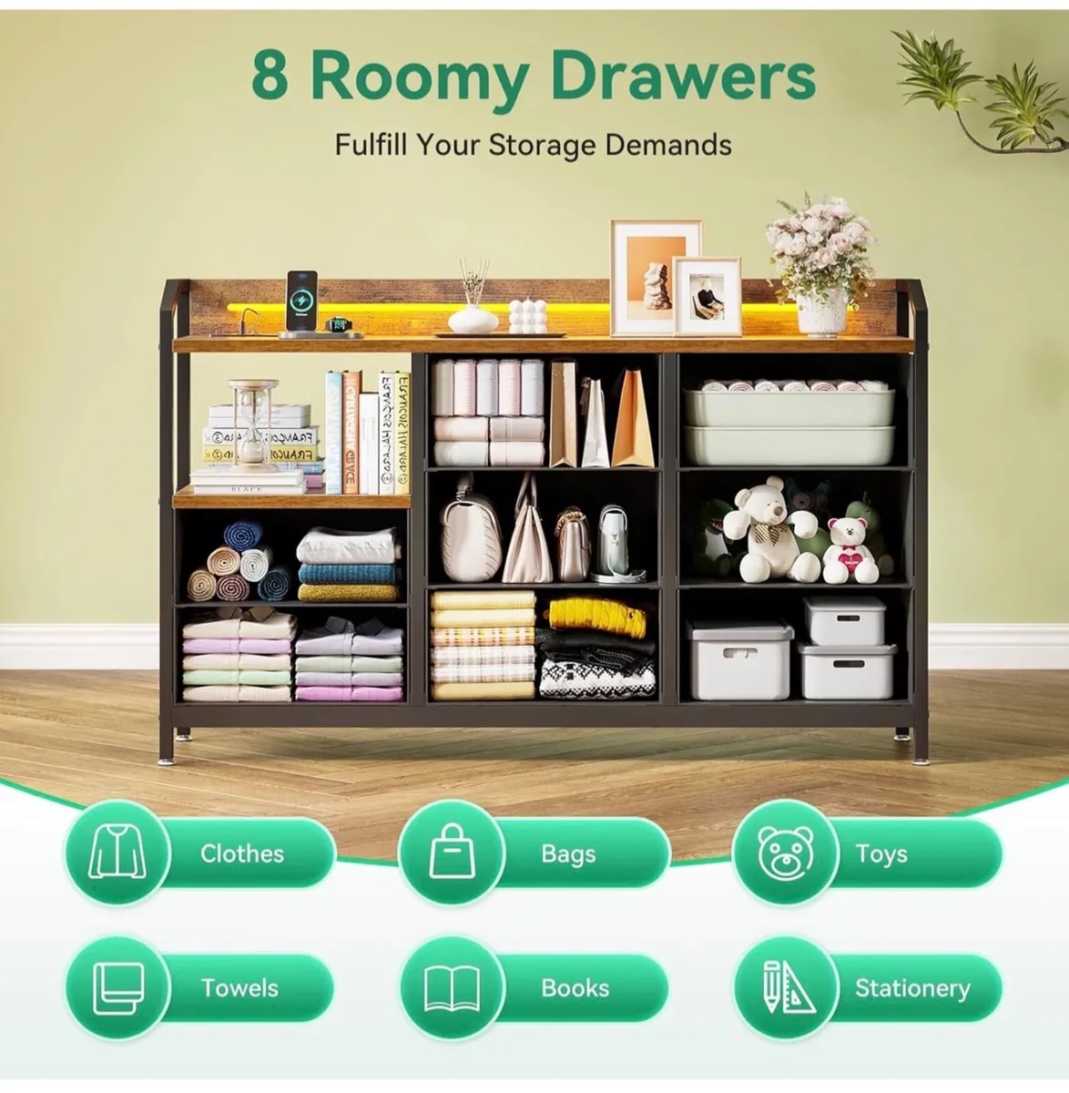 Chest of Drawers Bedroom, with LED Light trip with - Image 4