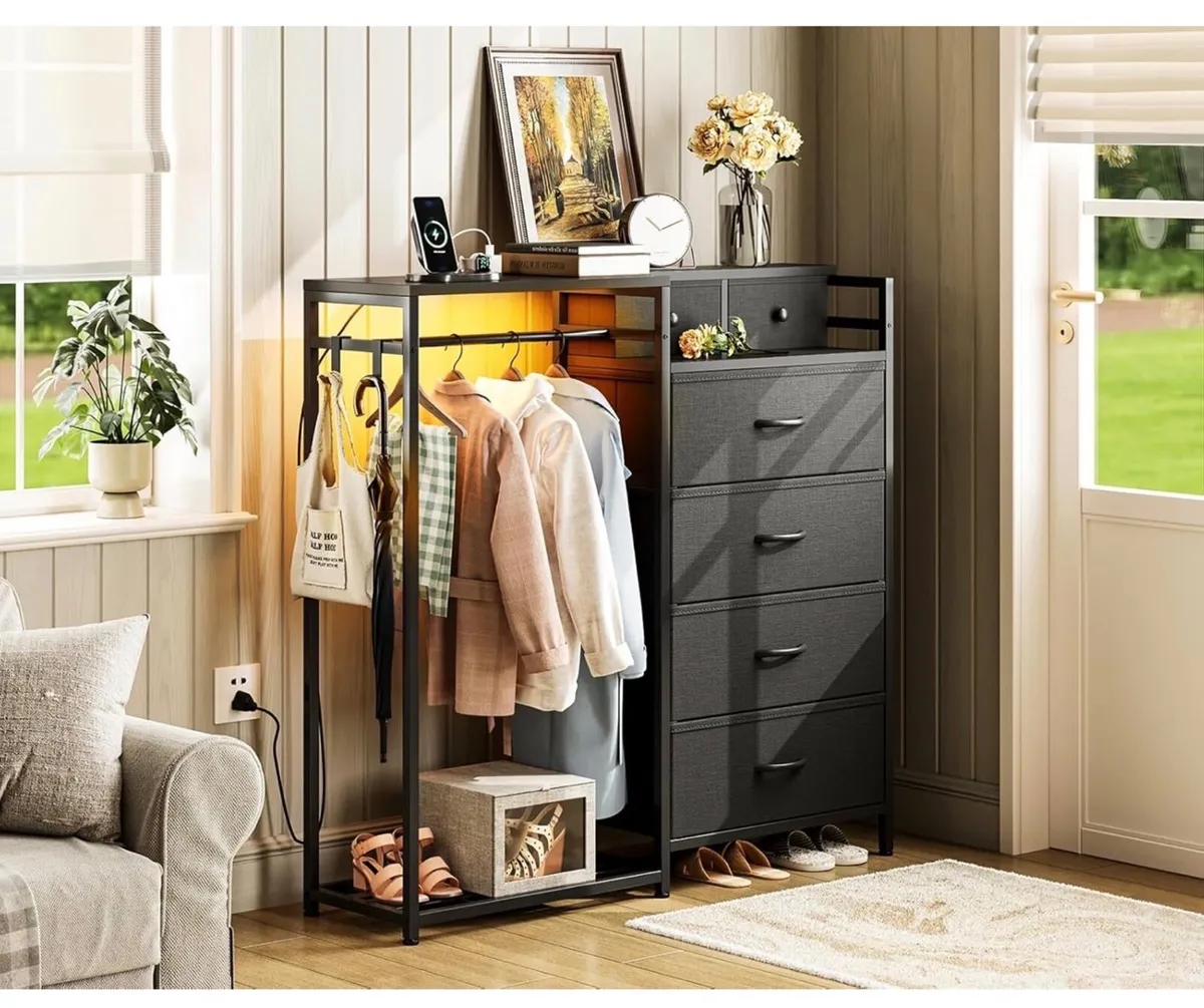 Chest of Drawers Bedroom with Hanging Rail, Built- - Image 2