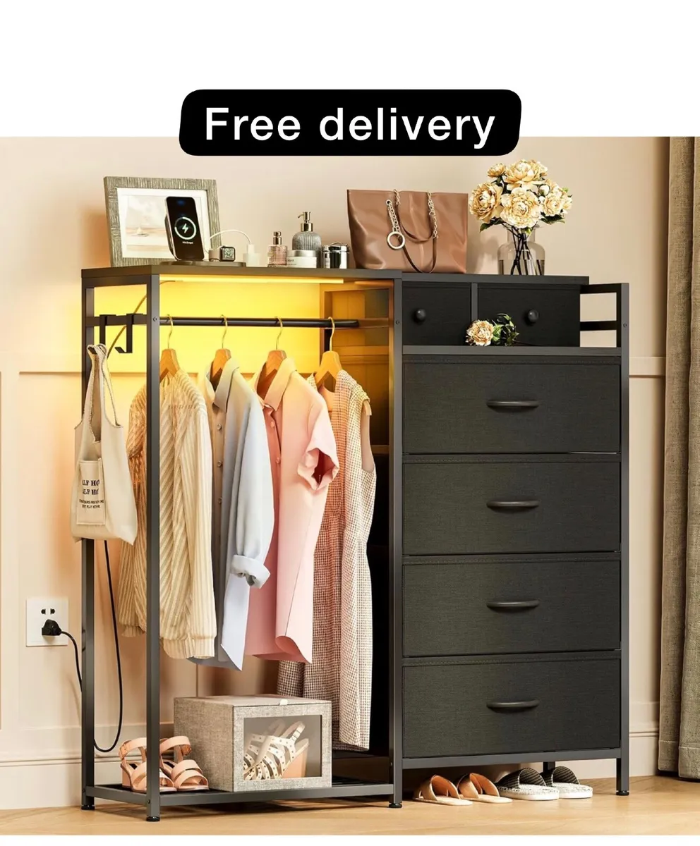 Chest of Drawers Bedroom with Hanging Rail, Built- - Image 1