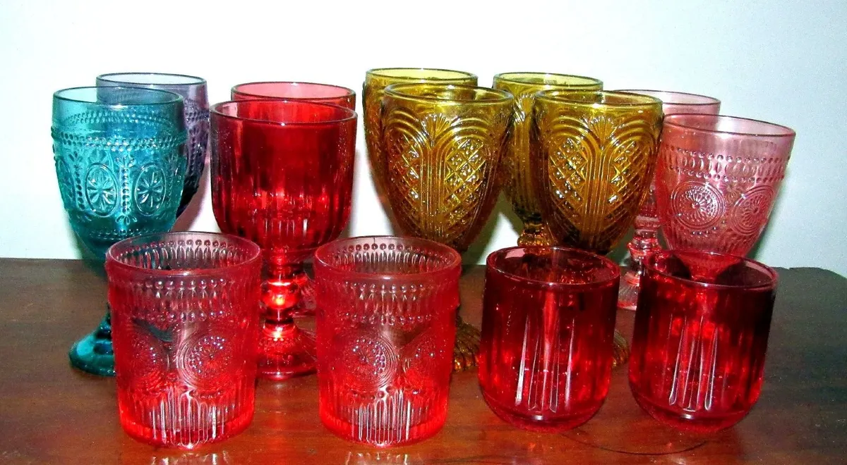 Vintage Coloured Glasses Set - Image 1