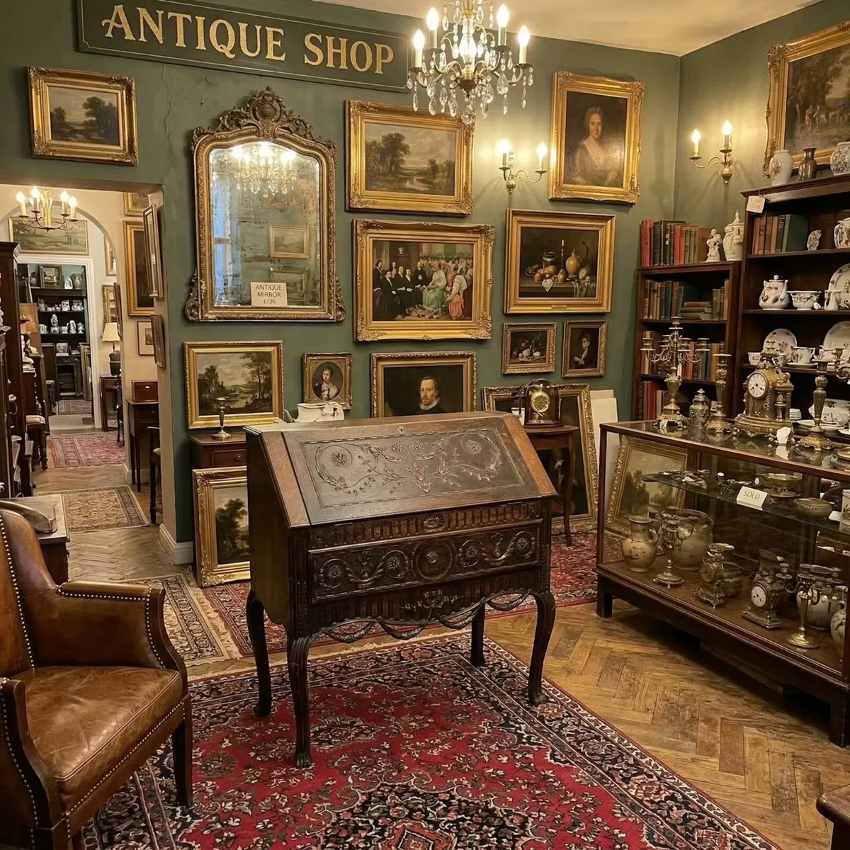 Very nice old oak slope front desk