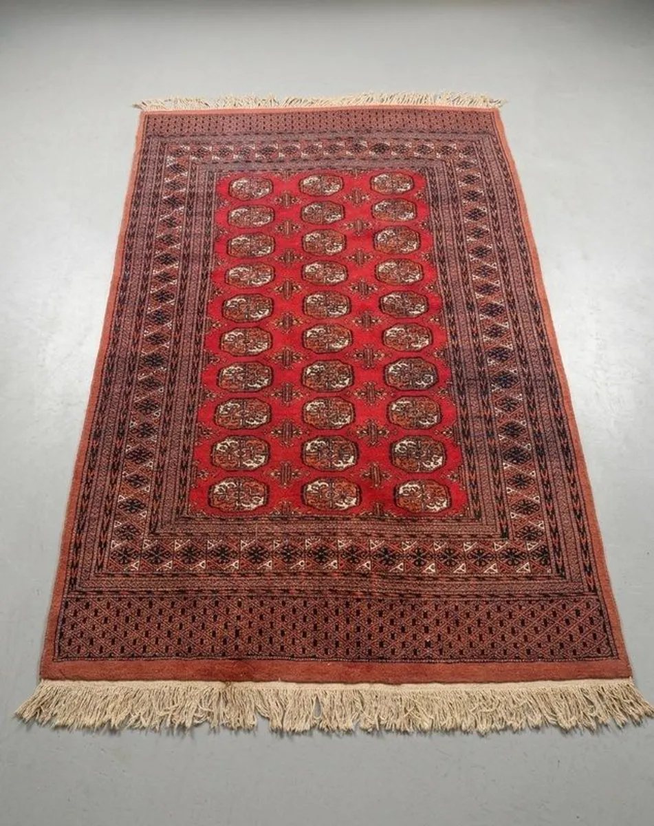 Beautiful Vintage Bokhara Hand Knotted Pakistani Rug - Image 1