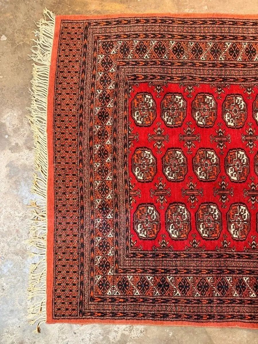 Beautiful Vintage Bokhara Hand Knotted Pakistani Rug - Image 2
