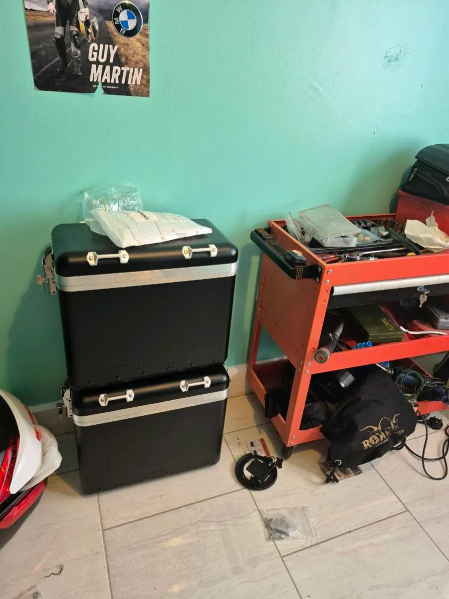 2 touratech side cases 37 litre plus side racks to