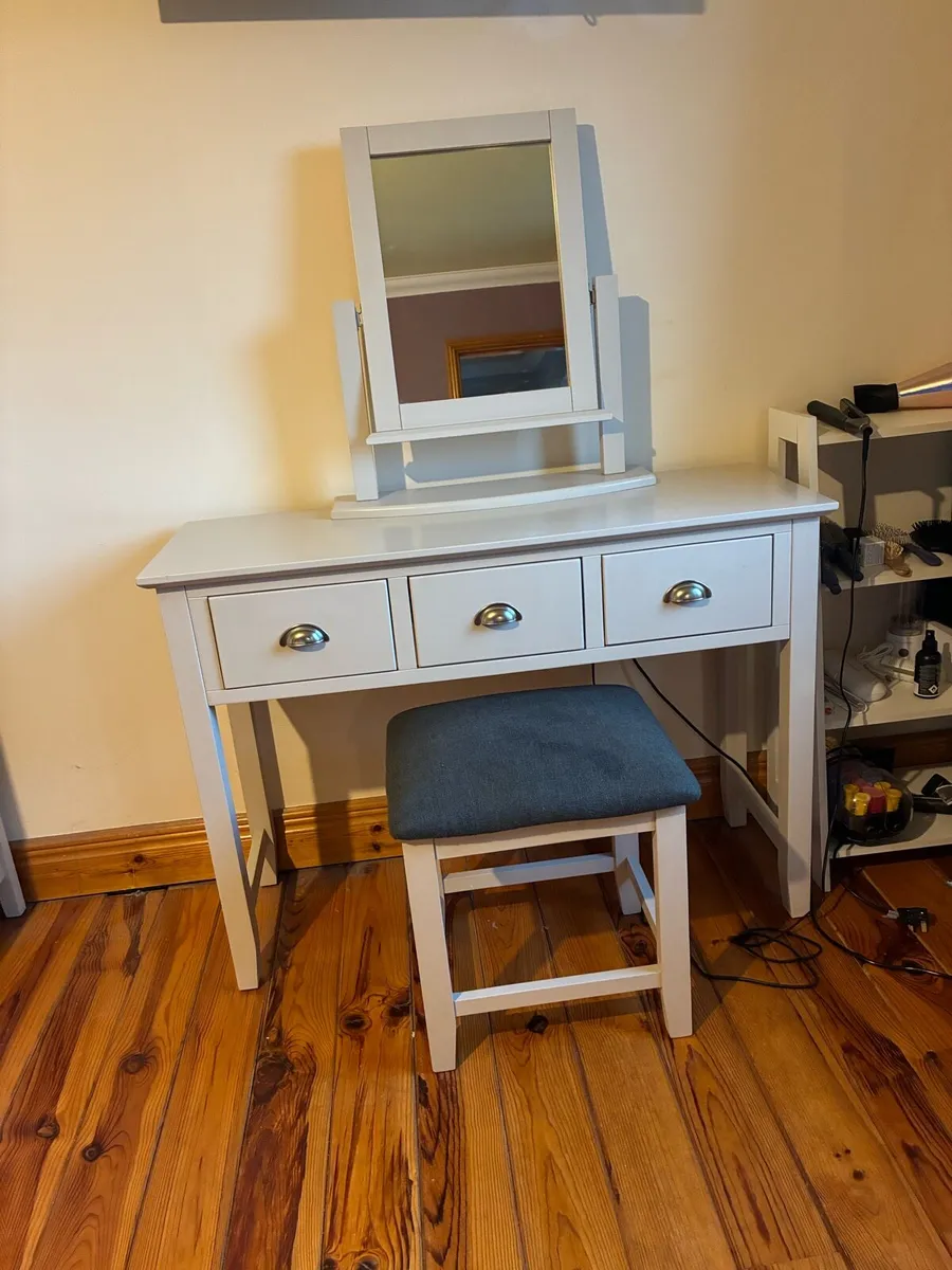 Grey Dressing Table and Matching Stool - Image 2