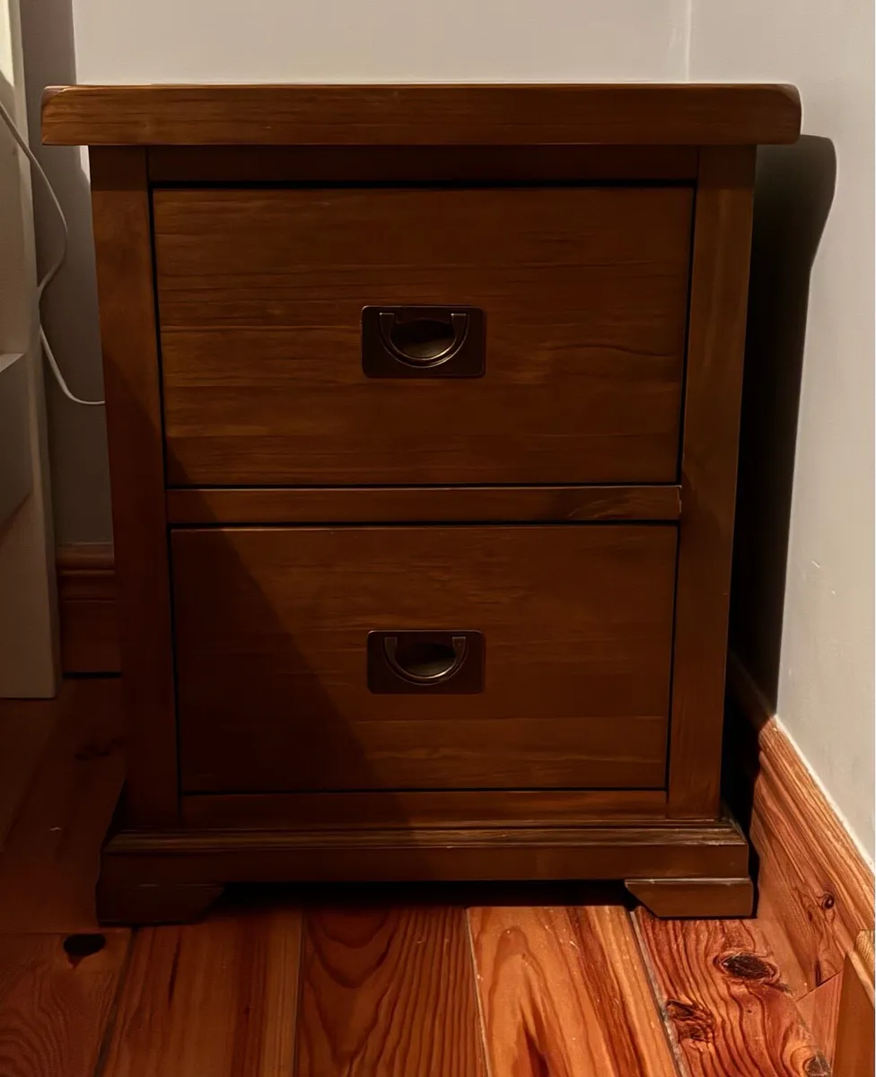 Set of Dark Wood Bedside Lockers - Image 1
