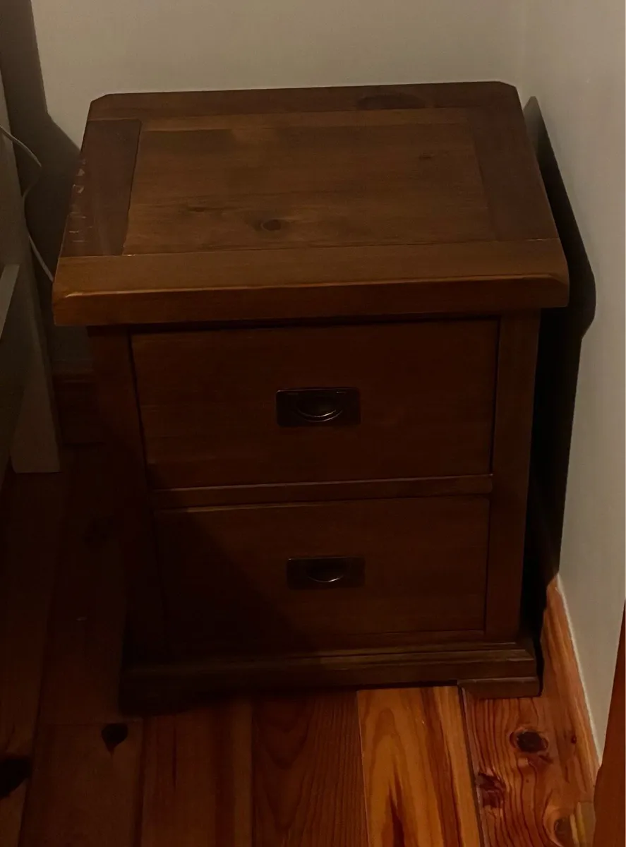 Set of Dark Wood Bedside Lockers - Image 2