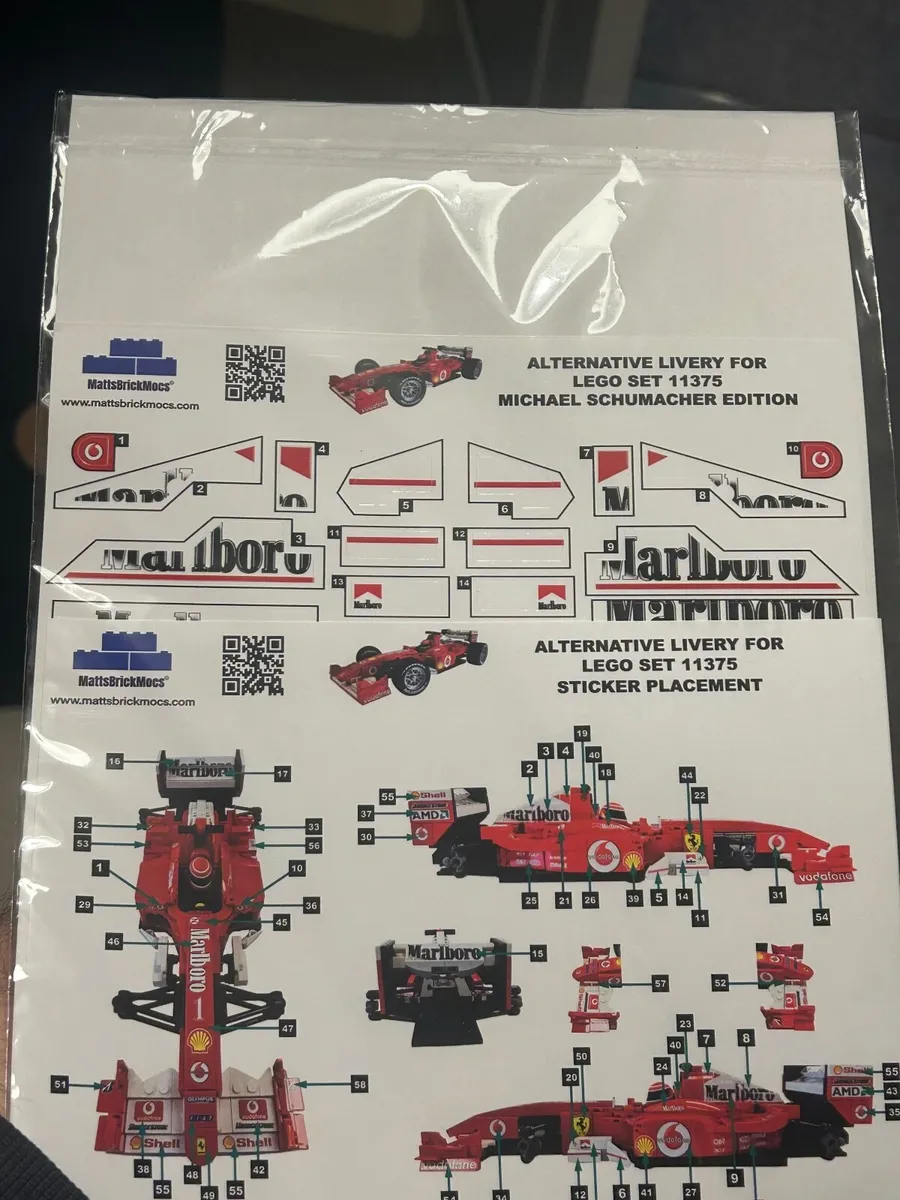 Lego sticker set for new Schumacher Ferrari - Image 4