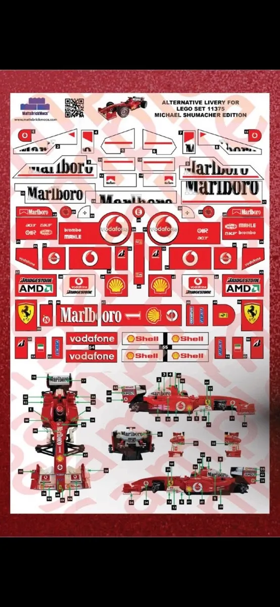 Lego sticker set for new Schumacher Ferrari - Image 1