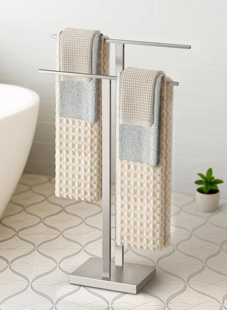 Free Standing Towel Rail Bathroom Holder Floor - Image 1