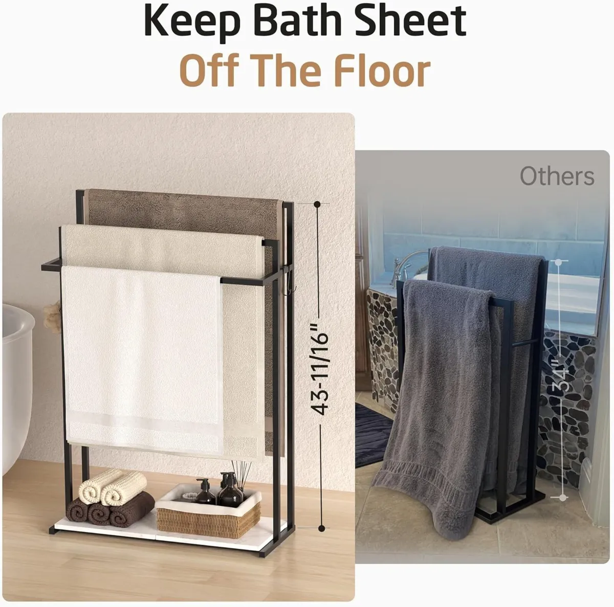 3-Tier Freestanding Towel Rail with Extra Large - Image 2