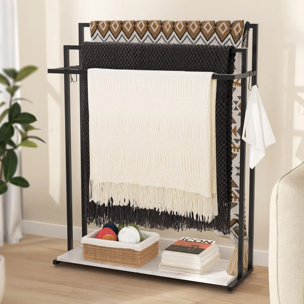 3-Tier Freestanding Towel Rail with Extra Large - Image 1