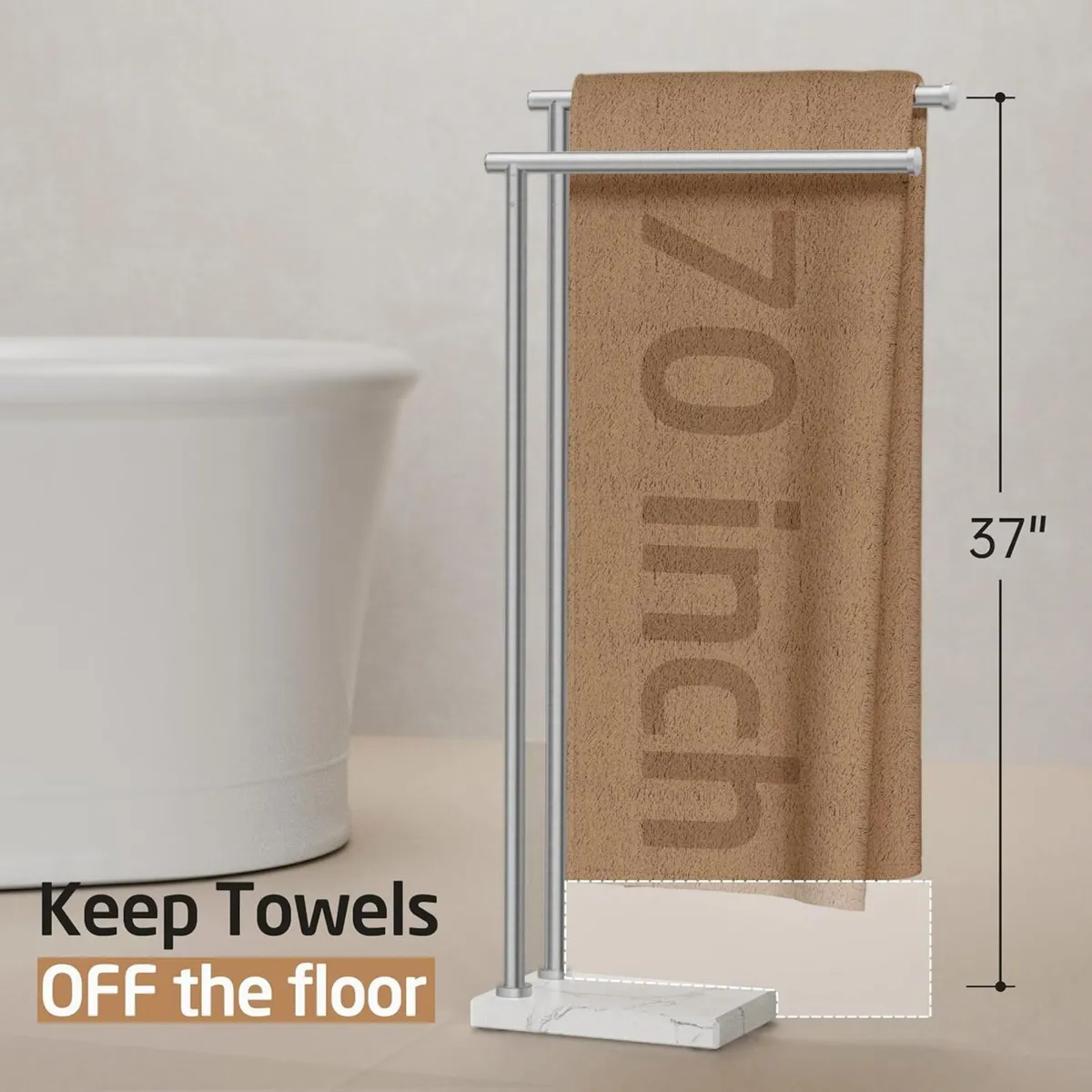 No Wobble Free Standing Towel Rails with Natural - Image 2