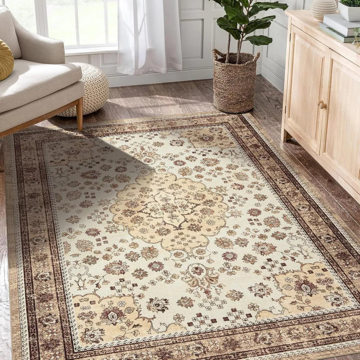Washable Area Rug Vintage Foldable Thin 200 x - Image 3
