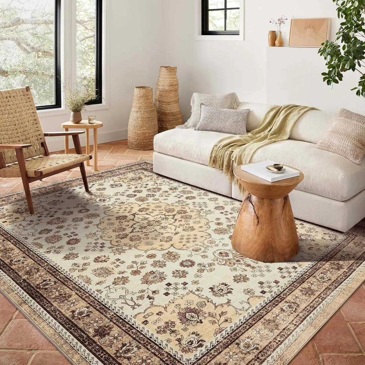 Washable Area Rug Vintage Foldable Thin 200 x - Image 4
