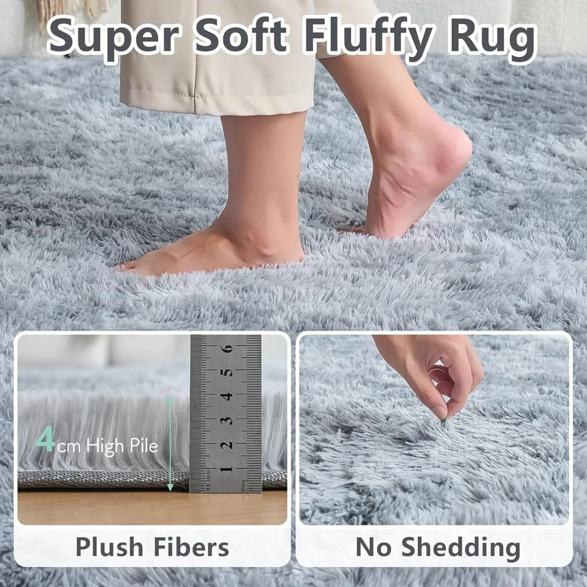 Fluffy Shaggy Living Room Rugs Large- Non Slip - Image 2