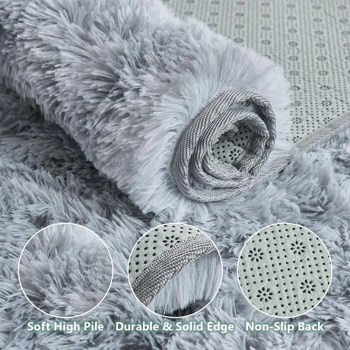 Fluffy Shaggy Living Room Rugs Large- Non Slip - Image 3