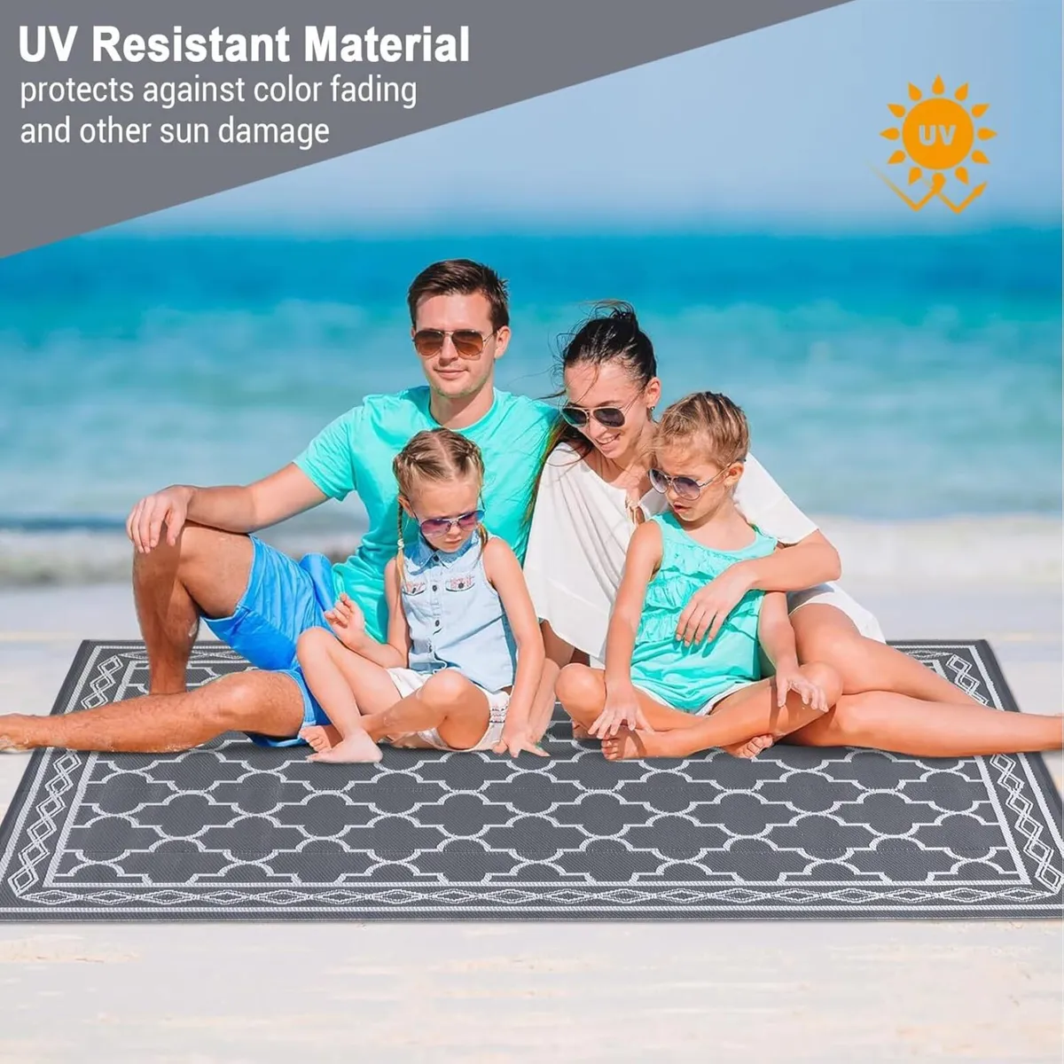 Outdoor Rug 240 x 300 cm Waterproof Plastic Straw - Image 4