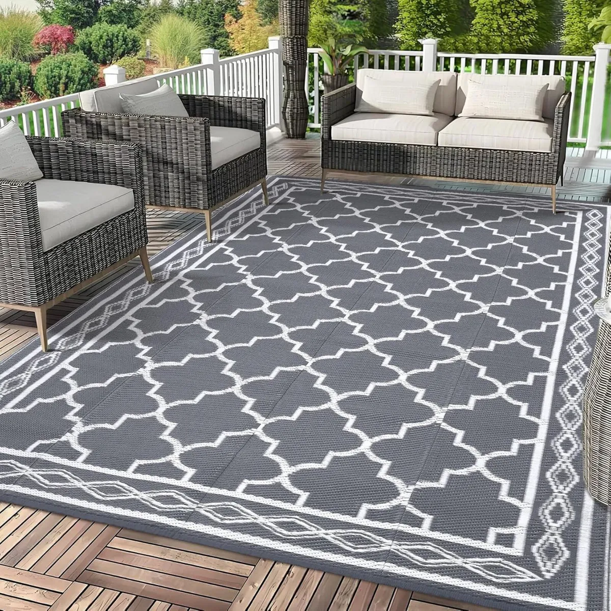 Outdoor Rug 240 x 300 cm Waterproof Plastic Straw - Image 3