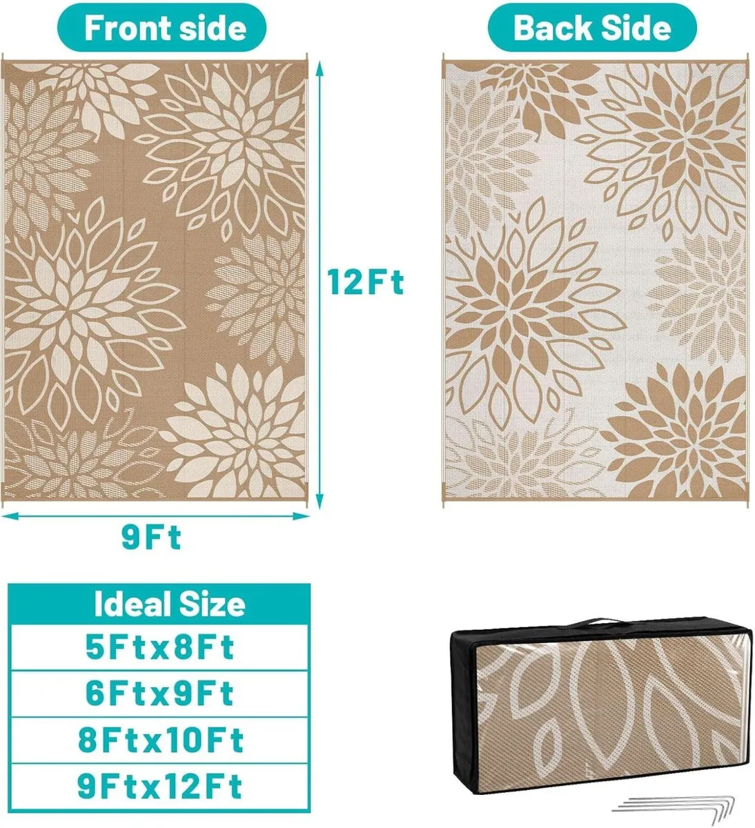 Outdoor Rug 270 x 360 cm Large Reversible Garden - Image 2